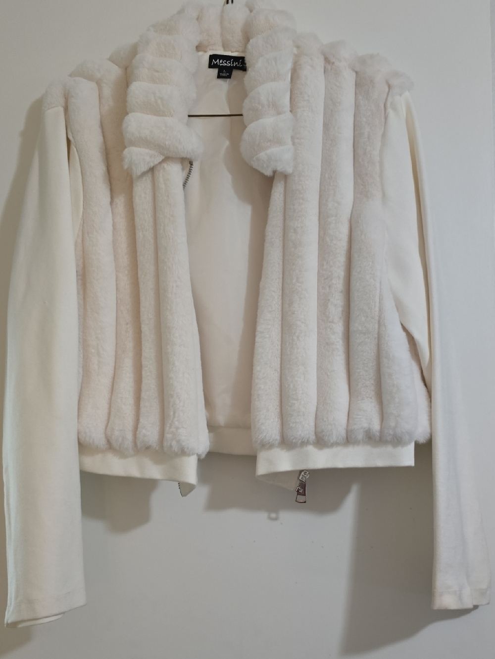 Cream Faux Fur Panel Jacket